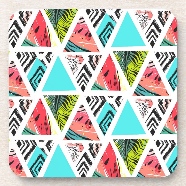 Posavasos Modelo tropical abstracto colorido (Frente)