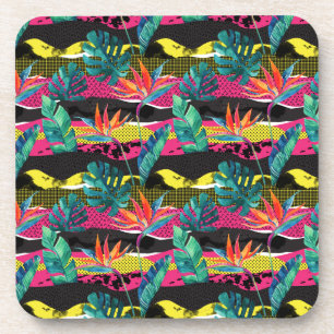 Posavasos Modelo tropical abstracto de neón de la textura