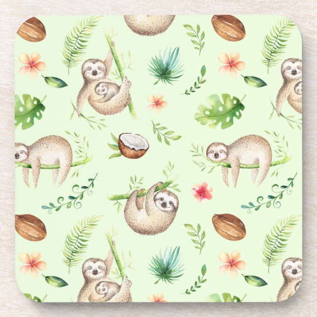 Posavasos Modelo tropical de la pereza del coco (Frente)