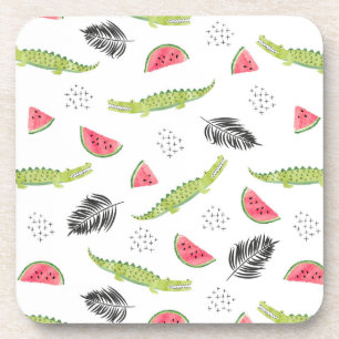 Posavasos Modelo tropical de la sandía y del cocodrilo