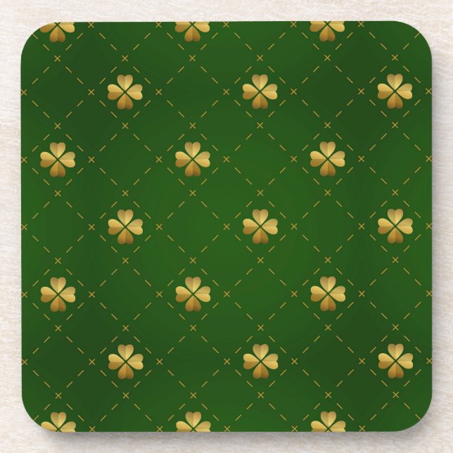 Posavasos Modelo verde de oro del trébol (Frente)