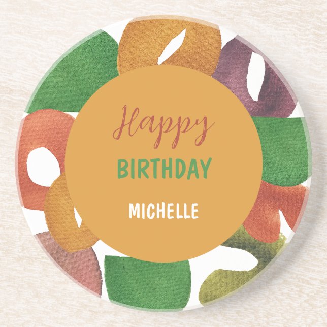 Posavasos Modern Artistic Autumn Colorful Pattern Birthday (Frente)