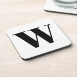 Posavasos Modern monogram black white custom initial letter<br><div class="desc">Modern monogram black and white custom initial letter minimalist simple chic beverage coaster.</div>