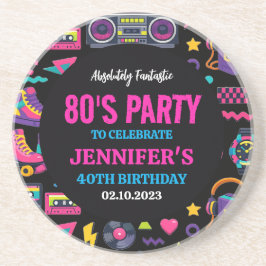 Posavasos Modern Retro Neon 80’s Birthday Party for Adults