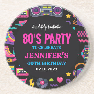 Posavasos Modern Retro Neon 80’s Birthday Party for Adults