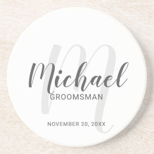 Posavasos Modern Script Personalized Groomsmen