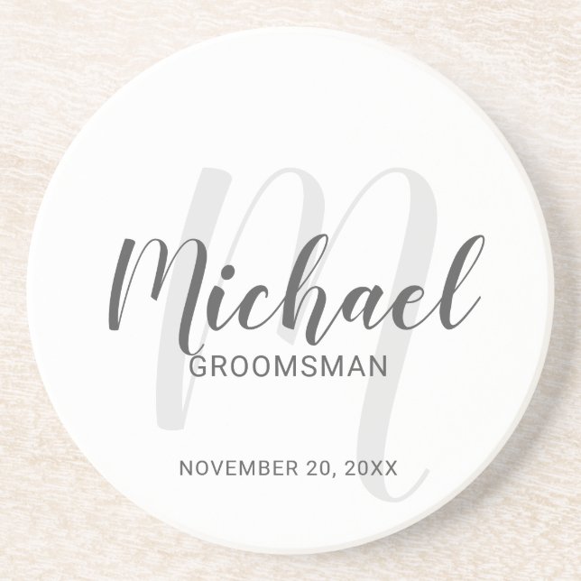 Posavasos Modern Script Personalized Groomsmen (Frente)