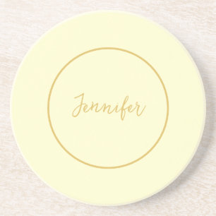 Posavasos Moderna caligrafía de color dorado y crema única