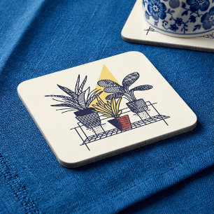 Posavasos Moderna casa de pozos botánicos Ilustracion de pla