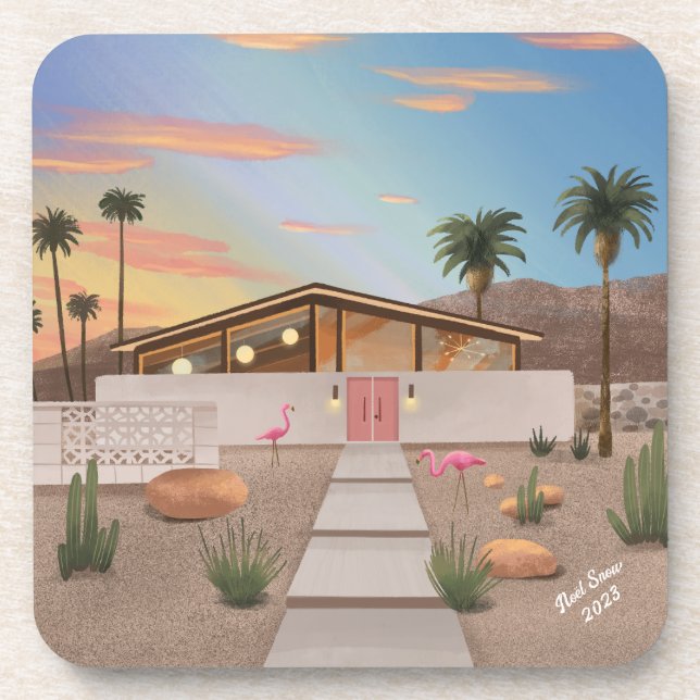 Posavasos Moderna casa Flamingo de mediados del siglo XX (Frente)