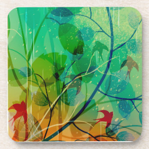 Posavasos Moderna primavera floral Resumen de arte
