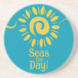 Posavasos Moderna Sun Blue Yellow Beach House Sees Day Round