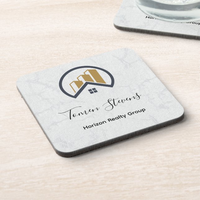Posavasos Moderna y elegante finca inmobiliario blanca (Lado Izquierdo)