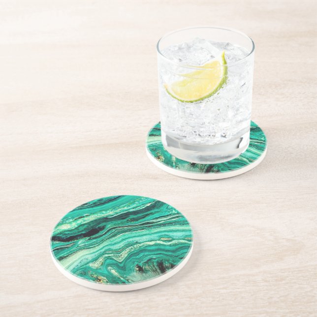 Posavasos Moderna y elegante Verde azulada Turquesa Gold Fau (Lado)