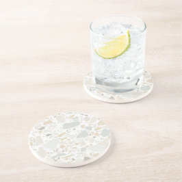 Posavasos Moderna y sencilla mosaico blanco Terrazzo