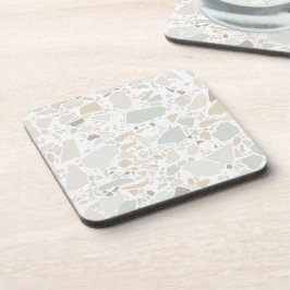 Posavasos Moderna y sencilla mosaico blanco Terrazzo
