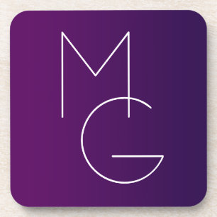 Posavasos Modernas 2 Iniciales   Ombre Sutil Deep Purple