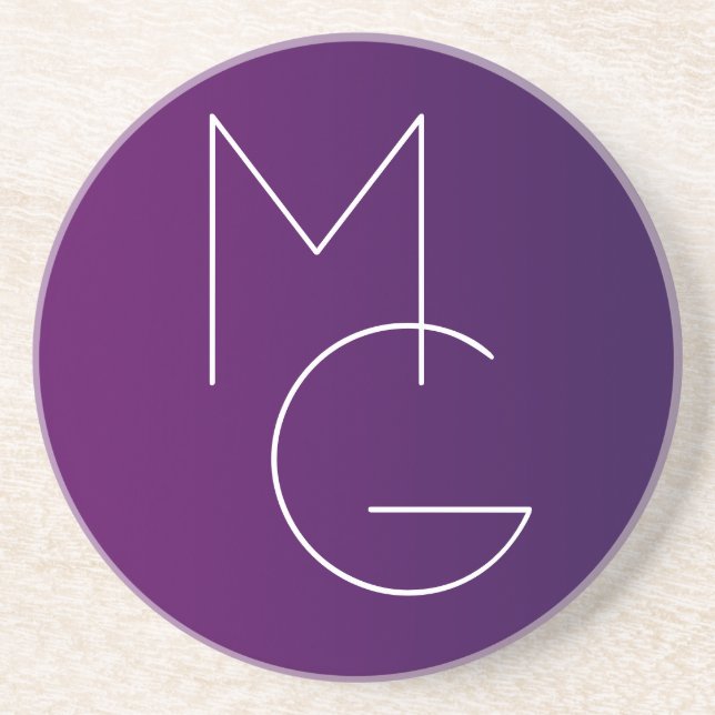 Posavasos Modernas 2 iniciales | Ombre sutil Deep Purple (Frente)