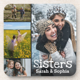 Posavasos Modernas hermanas personalizadas 4 Collage de foto