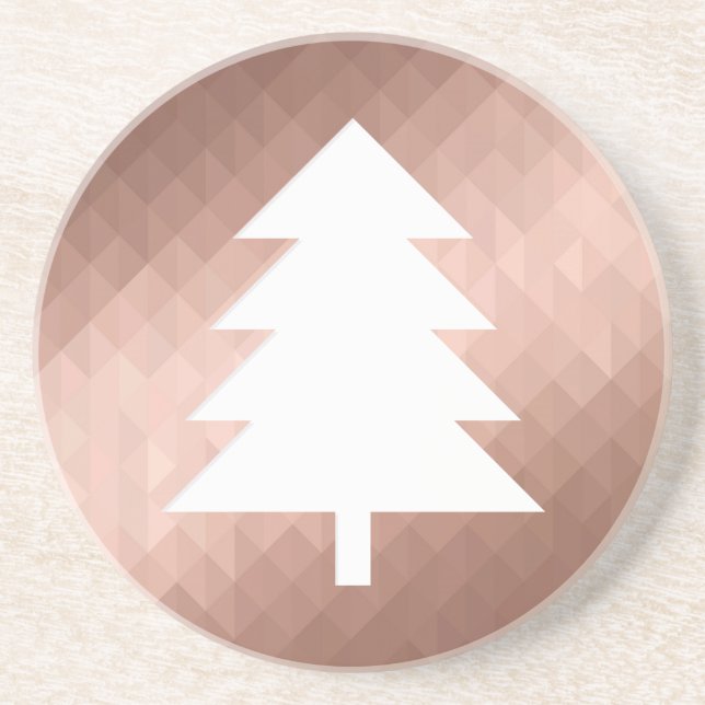 Posavasos Moderno árbol de navidad de oro de rosa mínimo (Frente)