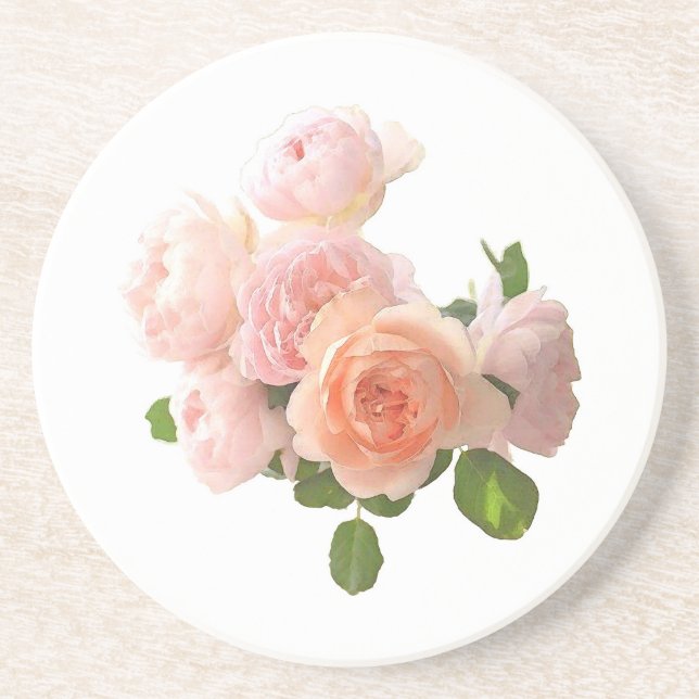Posavasos Moderno Diseño de Plantilla Elegante de Rosas (Frente)