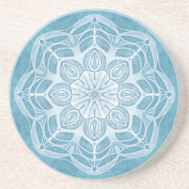 Posavasos Moderno diseño en blanco y azul turquesa (Frente)