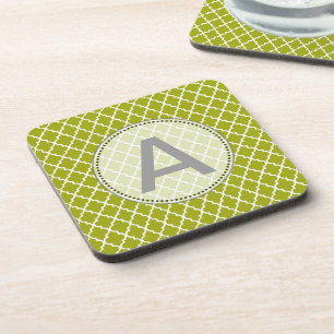 Posavasos Moderno, elegante, monograma de cuatro hojas de li
