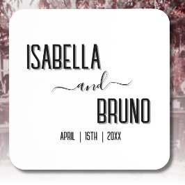 Posavasos Moderno, Elegante Texto Personalizado Negro para B