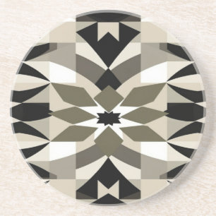 Posavasos Moderno estampado geométrico neutral en piedra de