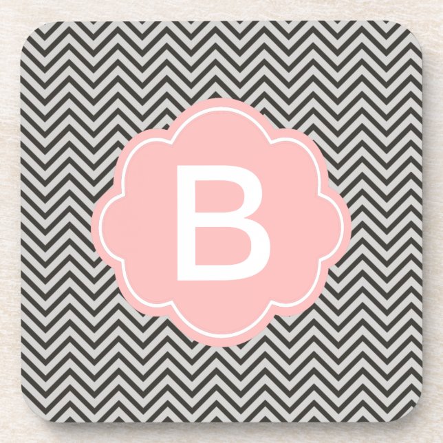 Posavasos Moderno, fresco, café oscuro y chevron gris (Frente)