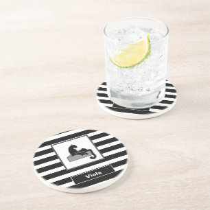 Posavasos Moderno Gato de Pantera Negra con Estilo Blanco