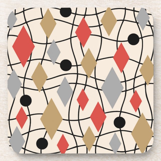 Posavasos Moderno Geométrico Abstracto de Mitad de Siglo (Frente)