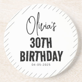 Posavasos Moderno guión negro 30 cumpleaños Moda y Minimalis