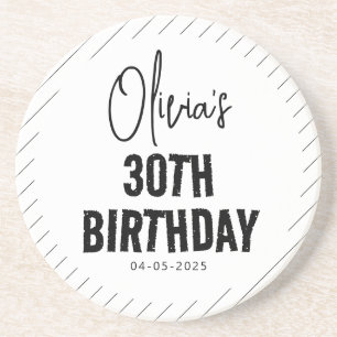 Posavasos Moderno guión negro 30 cumpleaños Moda y Minimalis