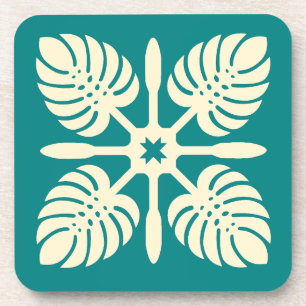 Posavasos Moderno hawaiano Quilt Green Paddle Monstera Coast