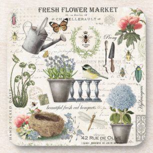 Posavasos Moderno jardín de flores de la casa de campo franc