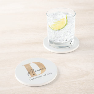 Posavasos Moderno Monogramado Inicial D & Name Personalizado