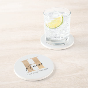 Posavasos Moderno Monogramado inicial H & Name Personalizado