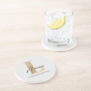 Posavasos Moderno Monogramado inicial L & Name Personalizado