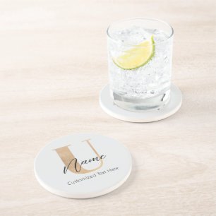 Posavasos Moderno Monogramado inicial U & Name personalizado