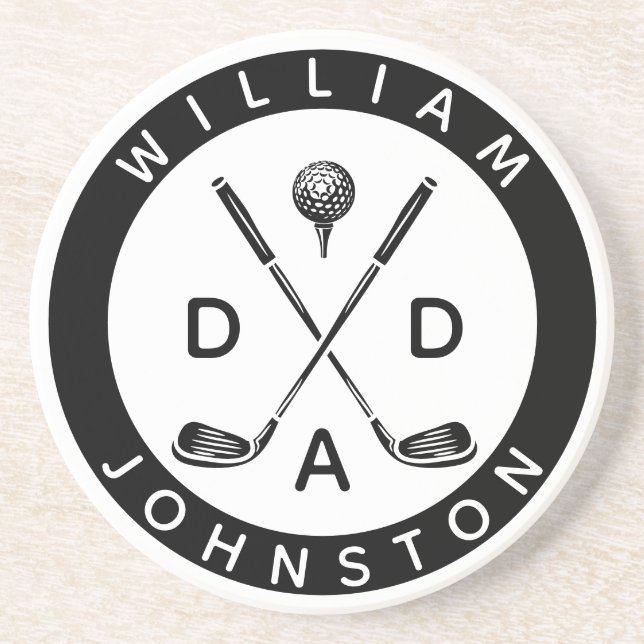 Posavasos Moderno Padre Nombre Personalizado Golf Lover Club (Frente)