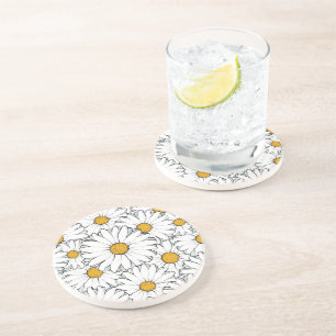 Posavasos Moderno Patrón Floral de Daisy Ornate Acuarela Chi