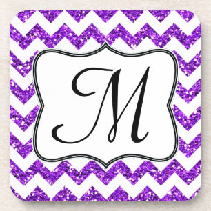 Posavasos Moderno Purpurina Purp Chevron Monograma Beber Mon