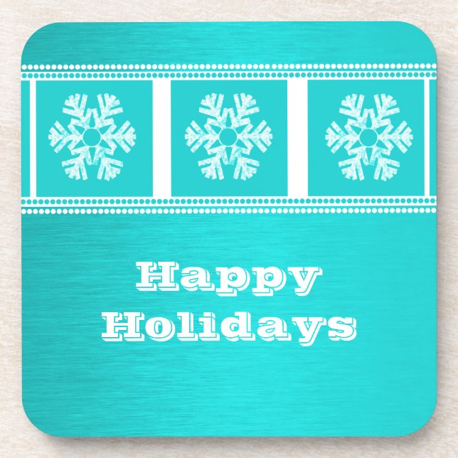 Posavasos Moderno Snowflakes Coaster Set, Aqua (Frente)