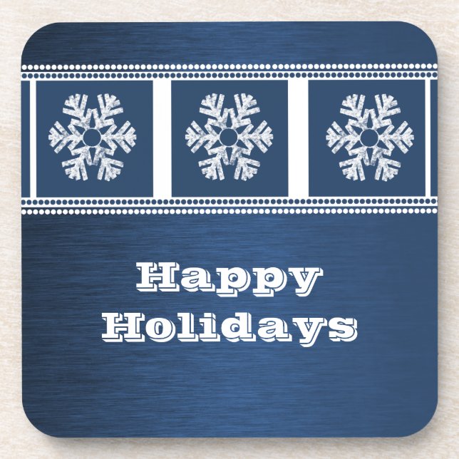 Posavasos Moderno Snowflakes Coaster Set, Azul (Frente)