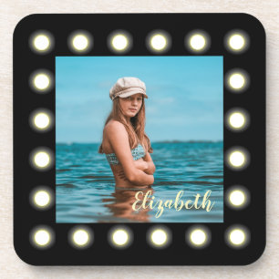 Posavasos Moderno y exclusivo marco de fotos en cuadrado neg