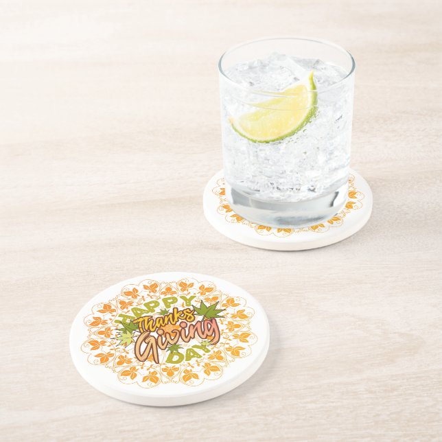 Posavasos Moderno y feliz día de acción de gracias sin probl (Lado)