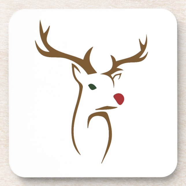 Posavasos Modernos Navidades de arte de la línea de ciervos  (Frente)