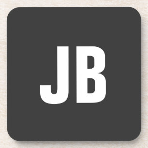 Posavasos Modesto sencillo y sencillo negrita con iniciales 