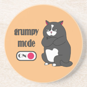 Posavasos Modo gruñón en gato gordo gracioso